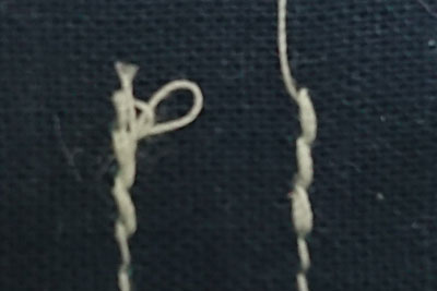 縫い始めの裏側の糸