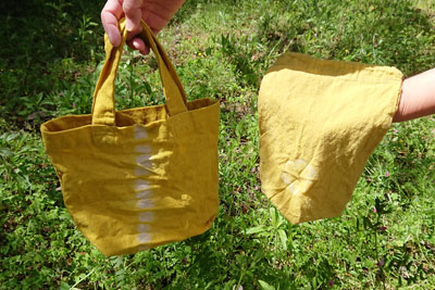 野草染めトートバッグと巾着袋