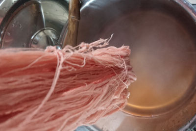 芯材＆間の液、豆汁下地の綿糸染色