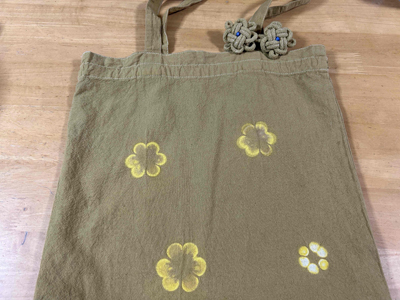 ヤマモモ染め巾着バッグ