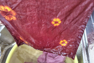 ヤマモモ染めスオウ染め重ね染め