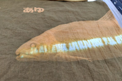 もともと水色だった魚手ぬぐい